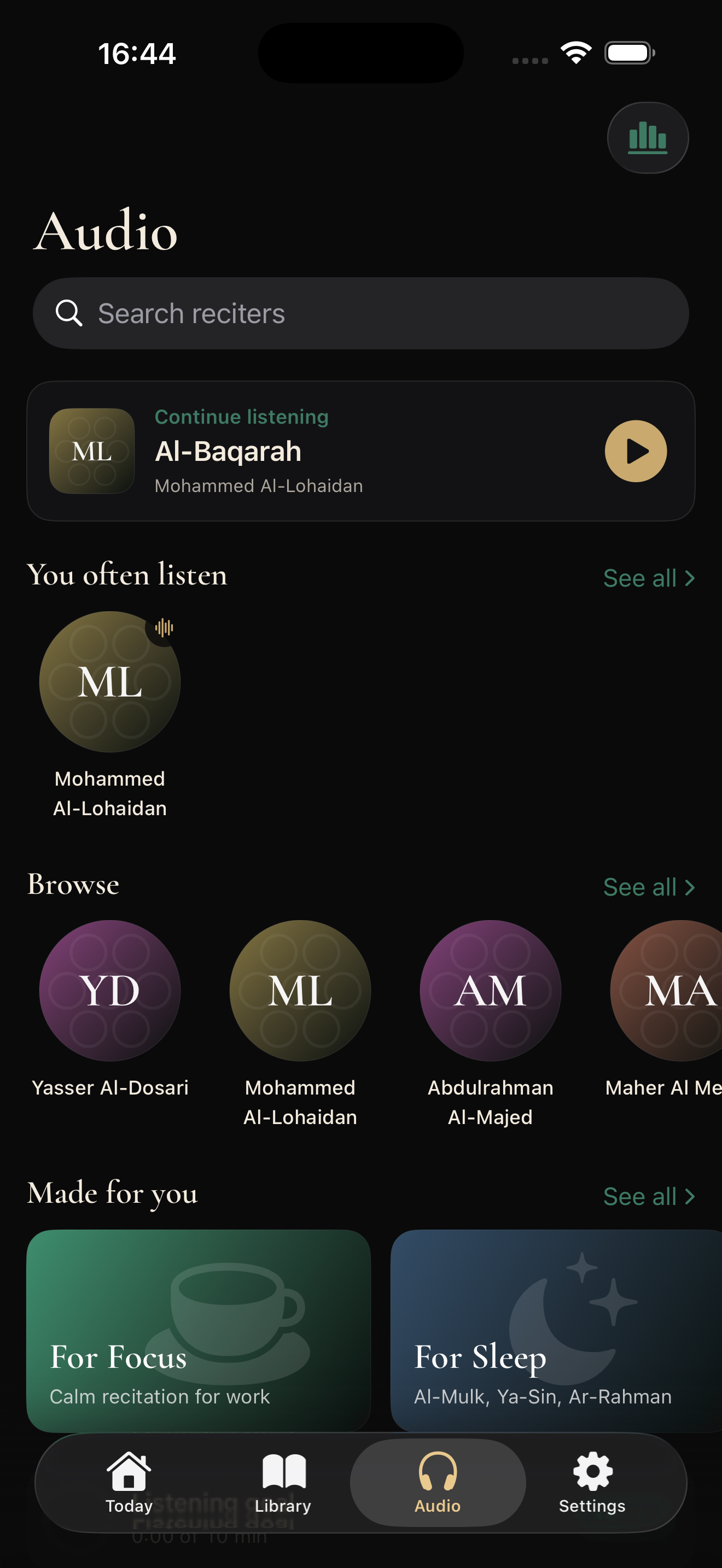 Hafiz — Audio, reciters and calm background sounds